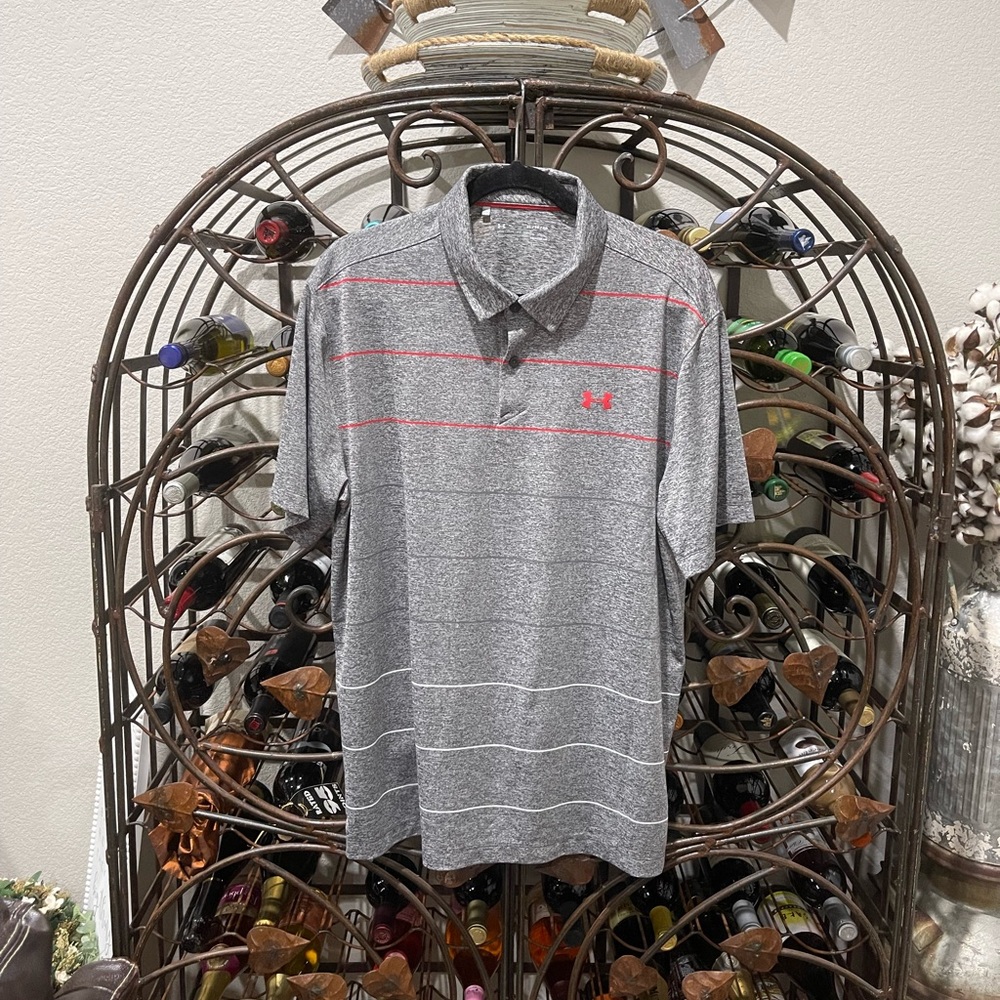 Under Armour Heat Gear Men's Polo Shirt in Gray and Red